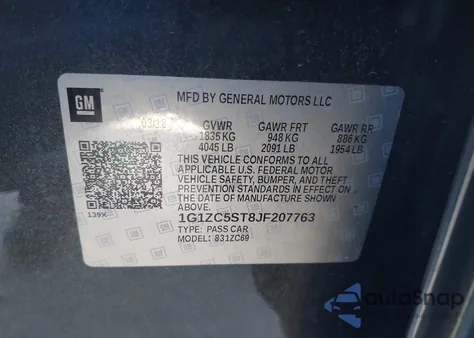 2018 Chevrolet Malibu 1Fl from USA, damaged, VIN 1G1ZC5ST8JF207763